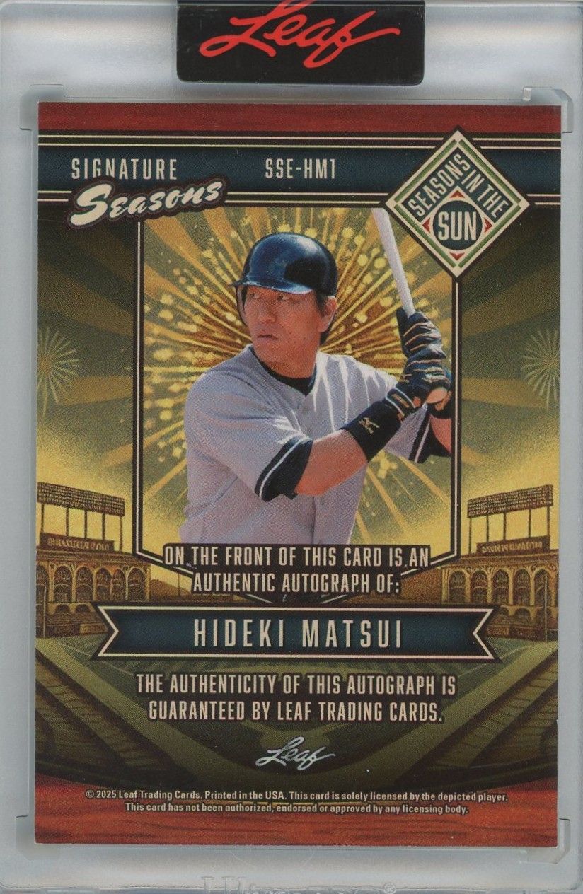 Hideki Matsui 2025 Leaf Seasons In The Sun Blue Signature Seasons Auto #4/5 #SSE-HM1