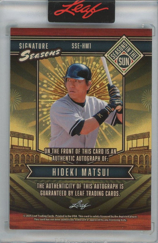Hideki Matsui 2025 Leaf Seasons In The Sun Blue Signature Seasons Auto #4/5 #SSE-HM1