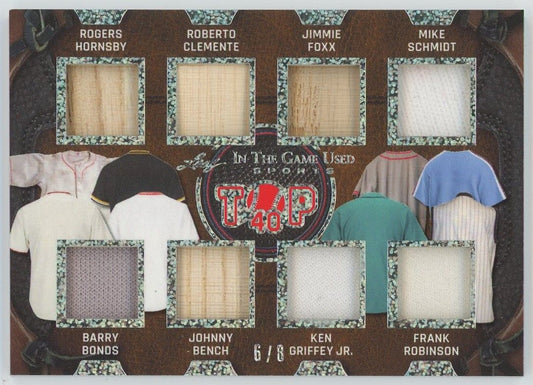 2025 Leaf In the Game Used Hornsby/Clemente/Bonds/Griffey Silver Patch #6/8 #BBT-3