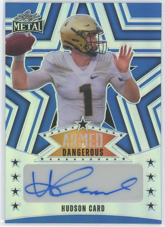2024 Leaf Metal Football Hudson Card Armed & Dangerous Blue Auto #6/9 #AD-HC1