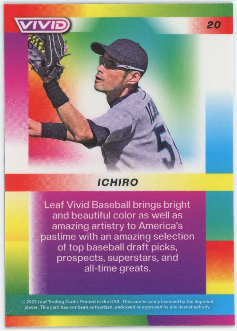 2023 Leaf Vivid Ichiro Suzuki Purple Crystal Cracked Ice #20 #6/7 Seattle Mariners