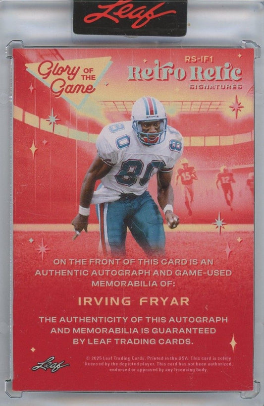 Irving Fryar 2025 Leaf Glory Of The Game Jersey Patch Autograph #1/5 #RS-IF1