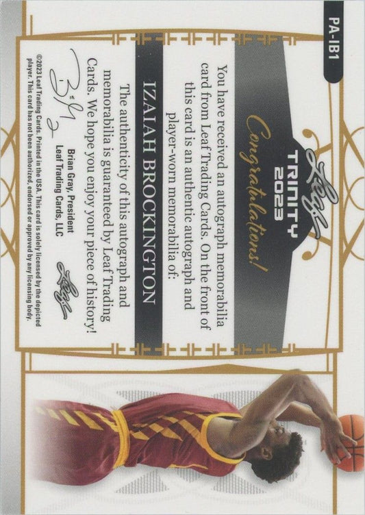 Izaiah Brockington 2023 Leaf Trinity RPA #39/99 #PA-IB1 Iowa St.