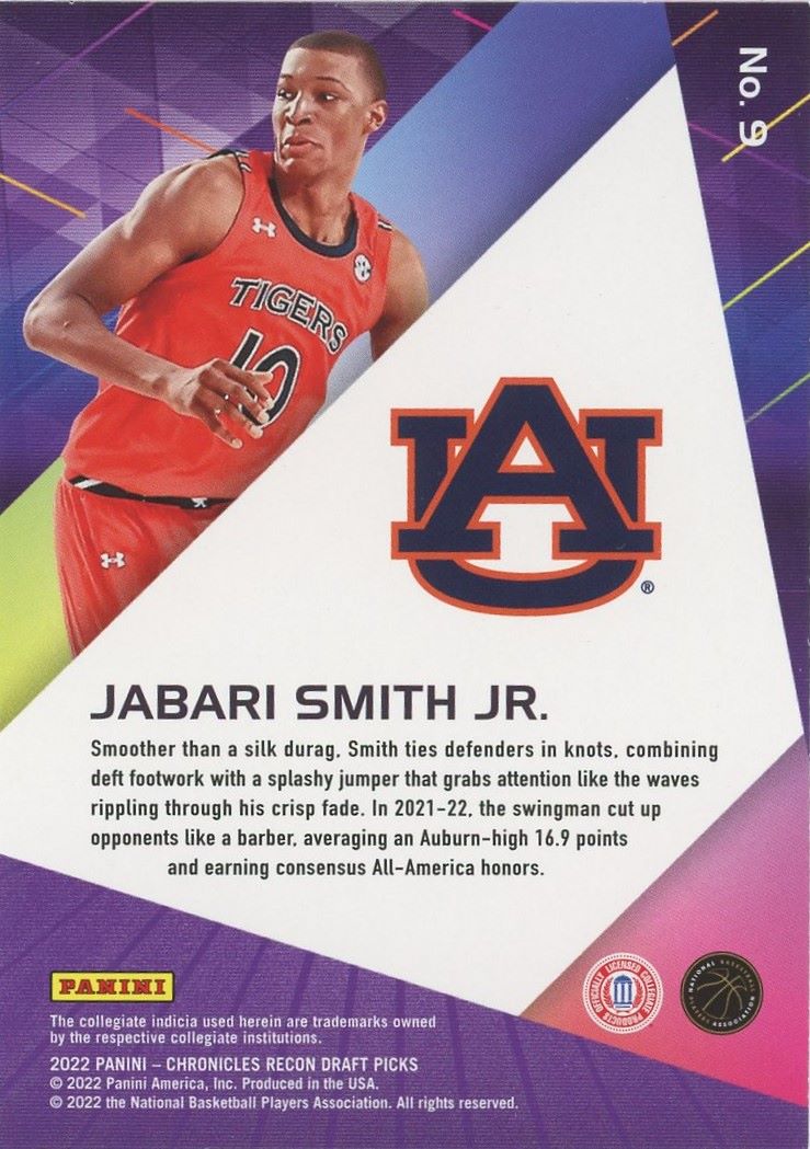 2022-23 Chronicles Jabari Smith Jr Draft Picks Recon Rookie Pink #9