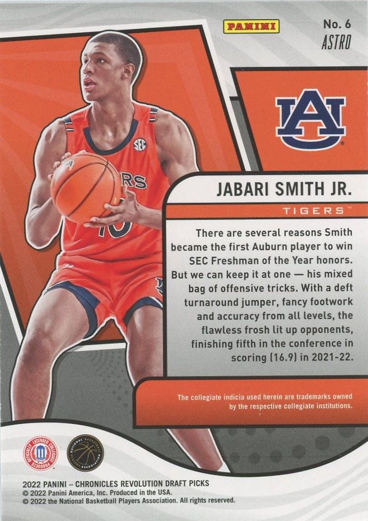 2022-23 Chronicl Jabari Smith Jr Draft Picks Revolution Astro Rookie #115