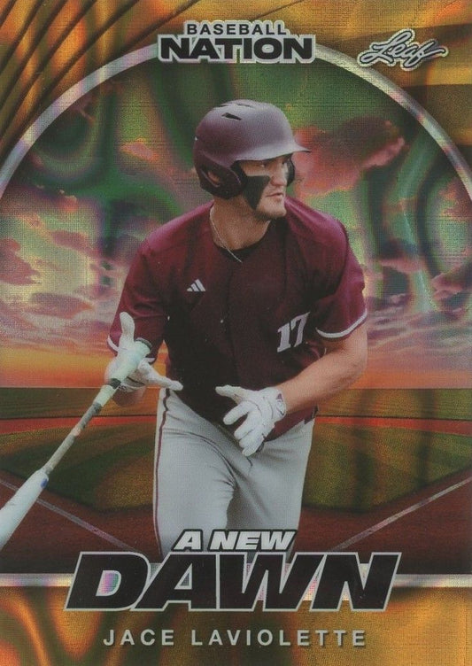 Jace LaViolette 2025 Leaf Baseball Nation A New Dawn Gold Wave #1/1 #NB-54