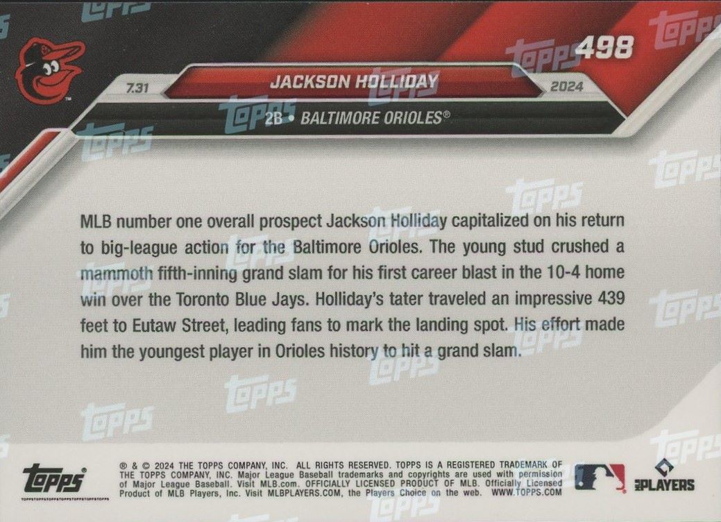 2024 Topps Now Jackson Holliday Rookie #498