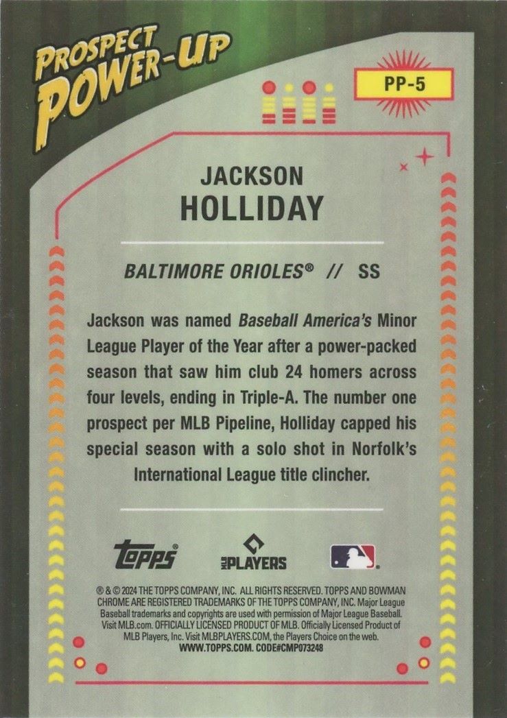 2024 Bowman Chrome Jackson Holliday Prospect Power Up #PP-5