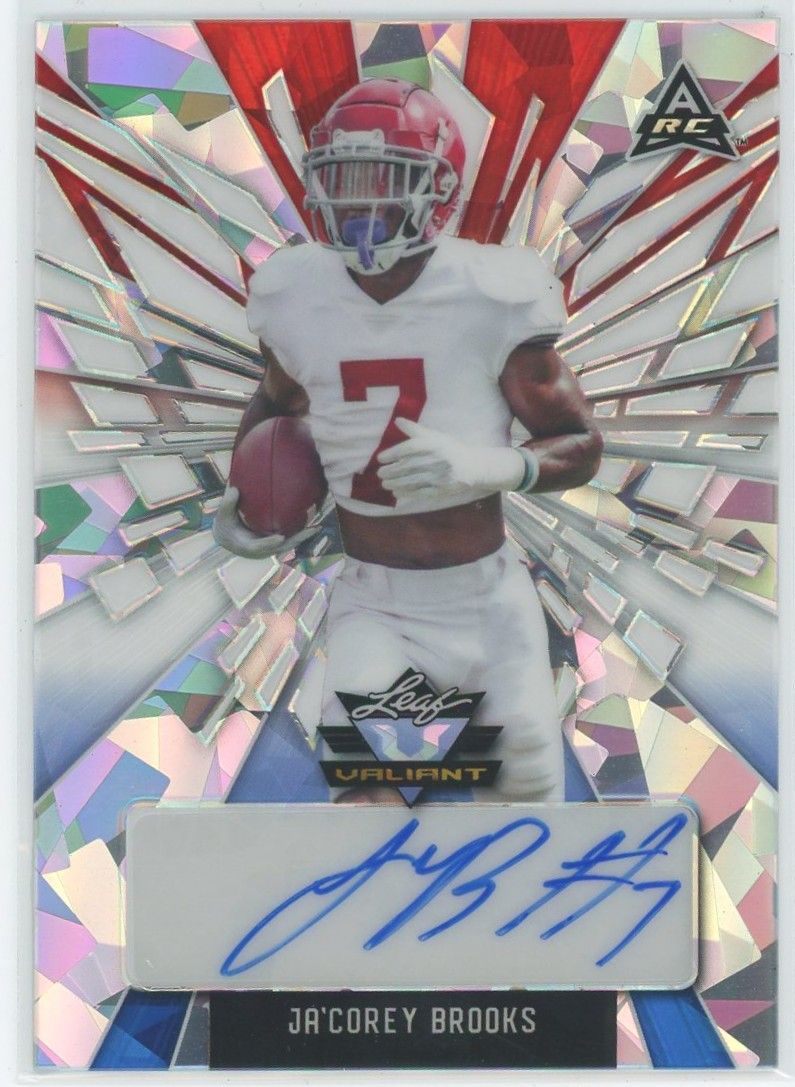 2022 Leaf Valiant Football Ja'Corey Brooks Orange Cracked Ice Auto #5/5 #BA-JCB