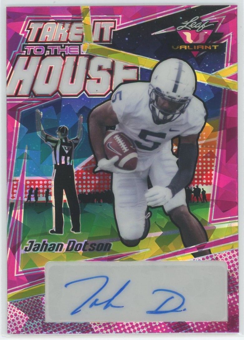 2022 Leaf Valiant Football Jahan Dotson Pink Cracked Ice Auto #3/5 #TH-JD1