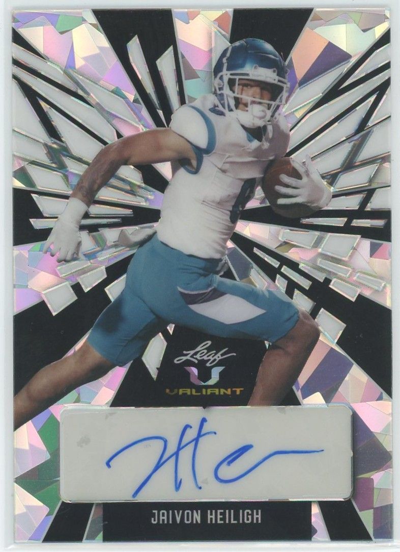 2022 Leaf Valiant Football Jaivon Heiligh Black Cracked Ice Auto #3/3 #BA-JH1