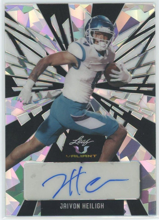 2022 Leaf Valiant Football Jaivon Heiligh Black Cracked Ice Auto #3/3 #BA-JH1