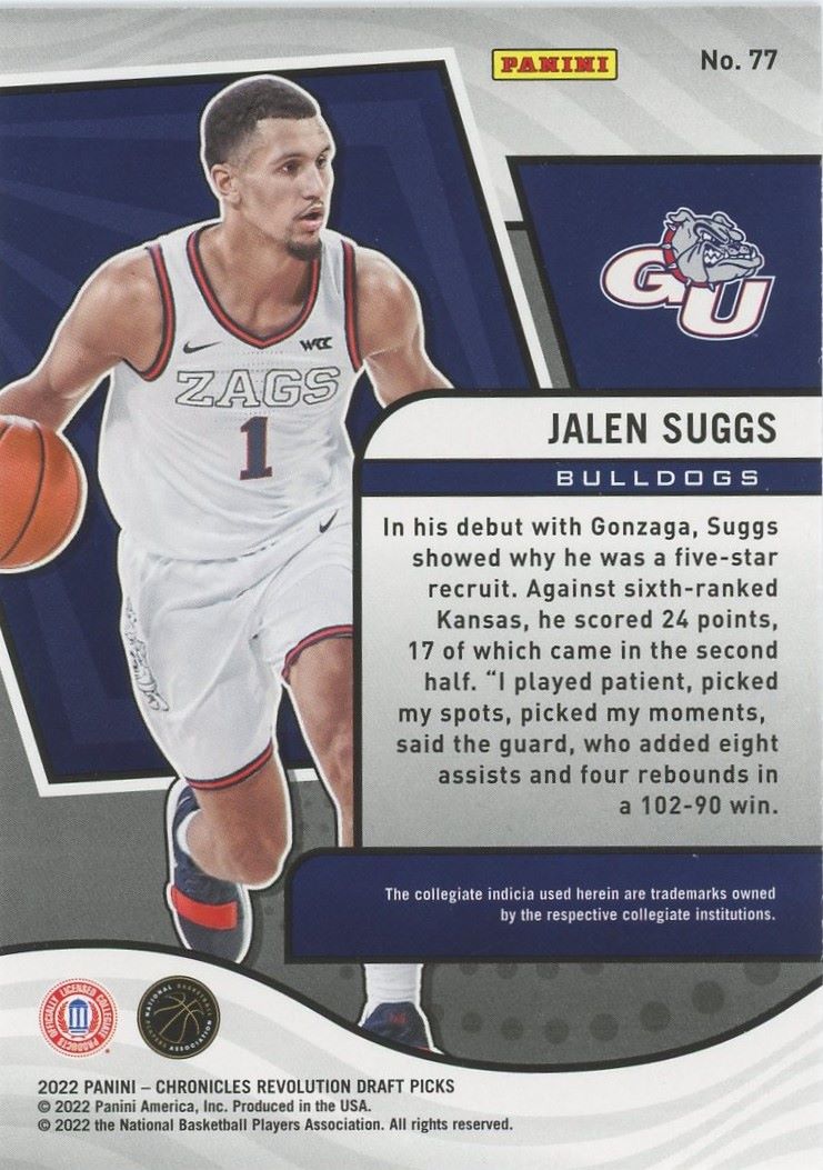 2022 Chronicles Jalen Suggs Draft Picks Revolution #77