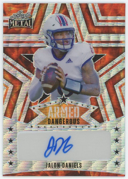2024 Leaf Metal Football Jalon Daniels Armed & Dangerous Orange Shimmer Auto #2/3