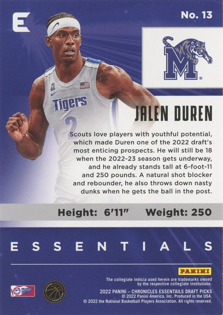 2022-23 Chronicles  Jalen Duren Draft Picks Essential Pink Rookie #13