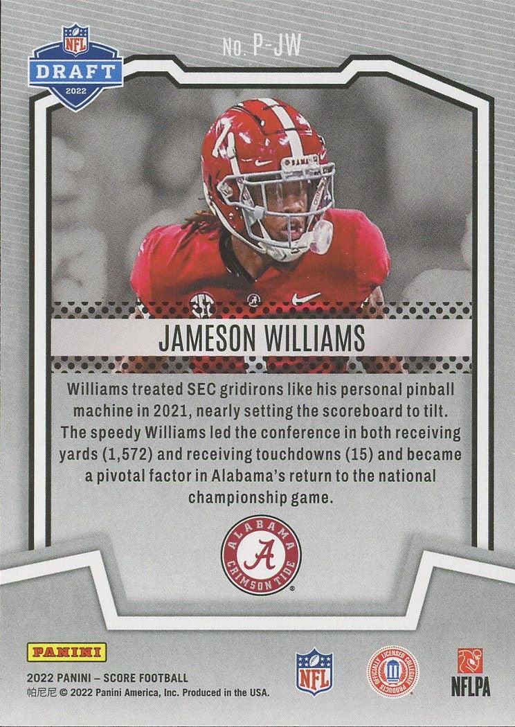 2022 Panini Score Jameson Williams Protential #P-JW