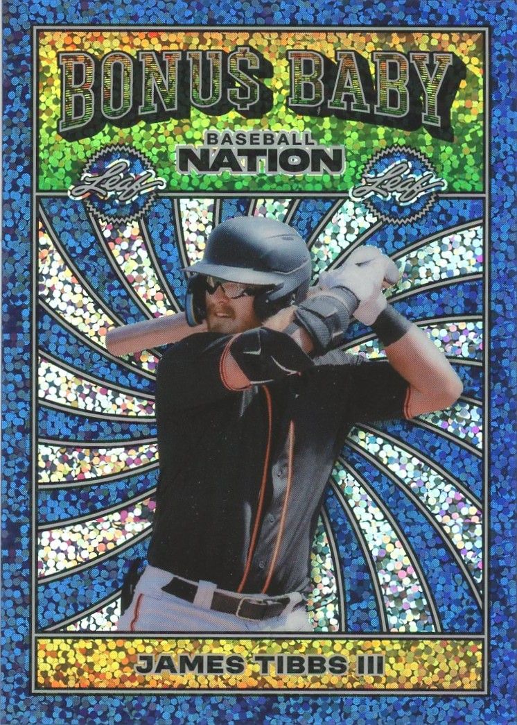 James Tibbs III 2025 Leaf Baseball Nation Bonus Baby Blue Disco #4/7 #BB-9