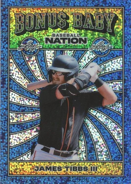 James Tibbs III 2025 Leaf Baseball Nation Bonus Baby Blue Disco #4/7 #BB-9