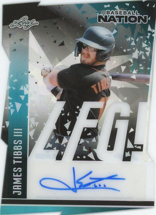 James Tibbs III 2025 Leaf Baseball Nation LFG Clear Cracked Ice Die Cut Auto #6/10 #LA-JT1
