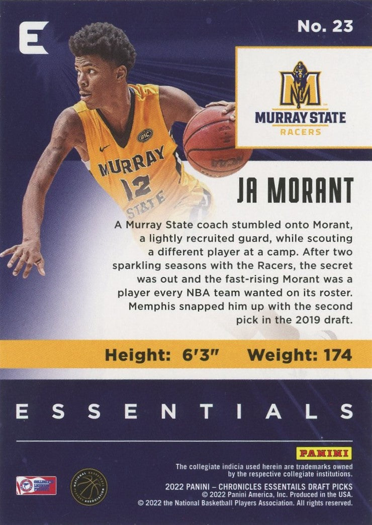 2022 Panini Chronicles Ja Morant Draft Picks Essentials Card #23