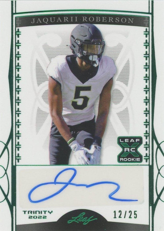 Jaquarii Roberson 2022 Leaf Trinity Auto Green Rookie XRC #12/25 #BA-JR3 Wake Forest