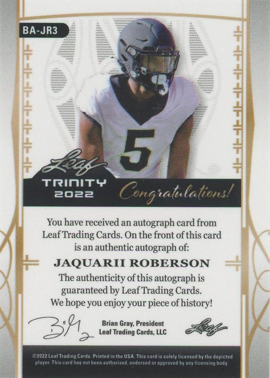 Jaquarii Roberson 2022 Leaf Trinity Auto Green Rookie XRC #12/25 #BA-JR3 Wake Forest