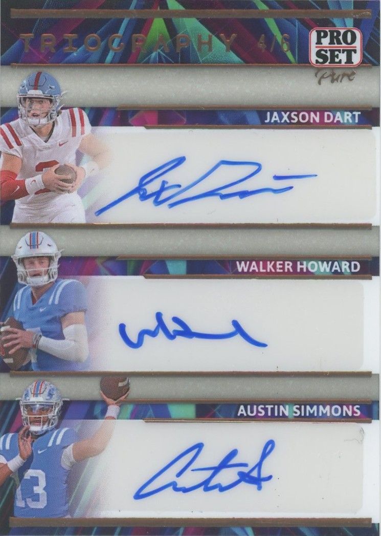 Jaxson Dart Howard Austin Simmons 2024 Pro Set Pure Triography Auto Stardust #4/6
