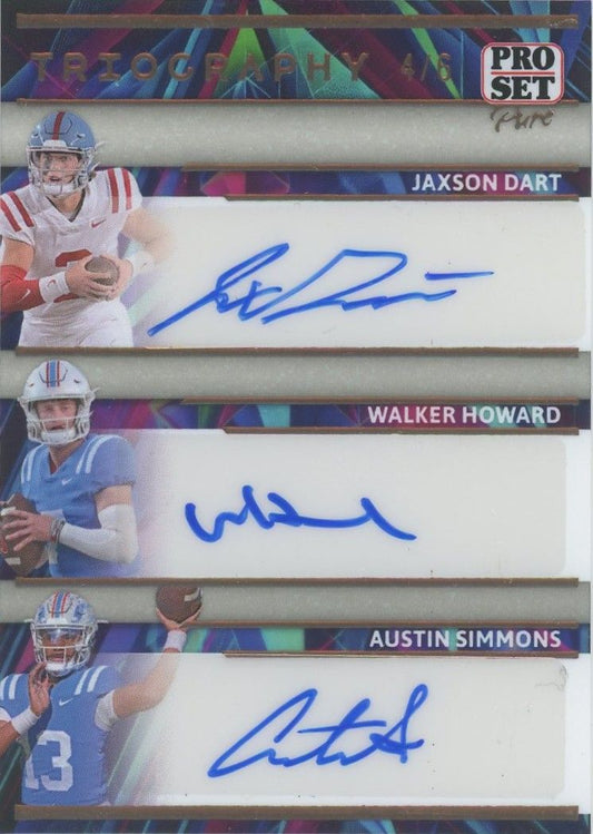 Jaxson Dart Howard Austin Simmons 2024 Pro Set Pure Triography Auto Stardust #4/6