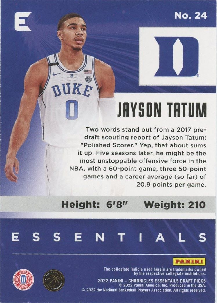 2022 Panini Chronicles Jayson Tatum Draft Picks Essentials #24