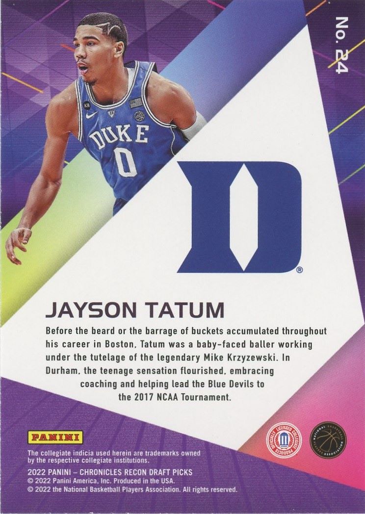 2022-23 Chronicles Jayson Tatum Draft Picks Recon Pink #24 Duke