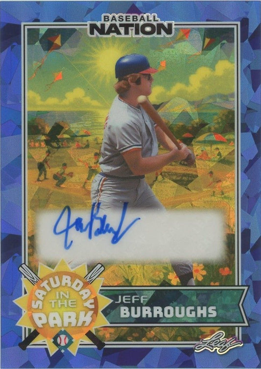 Jeff Burroughs 2025 Leaf Baseball Nation Blue Cracked Ice Auto #7/7 #SA-JB2