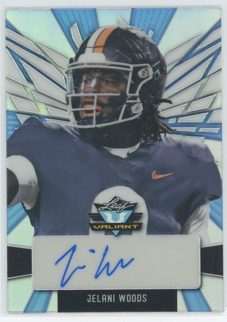 2022 Leaf Valiant Football Jelani Woods Blue Auto #5/10 #PA-JW2