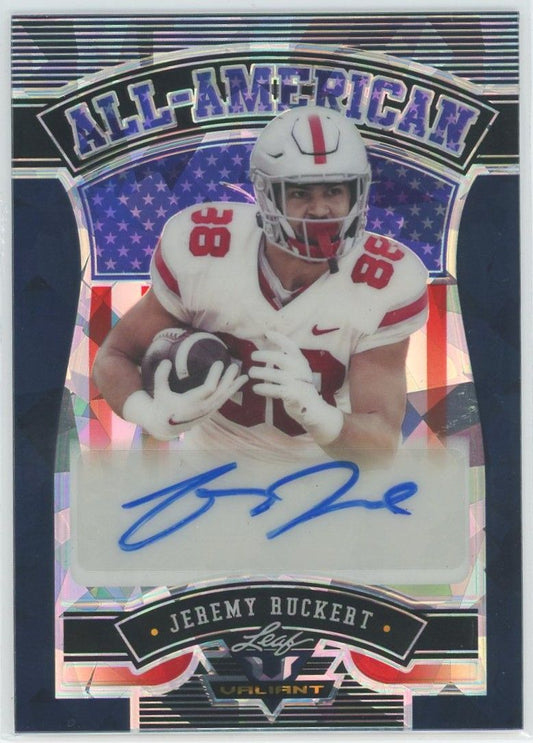 2022 Leaf Valiant Football Jeremy Ruckert All American Cracked Ice Auto #12/15 #AA-JR1