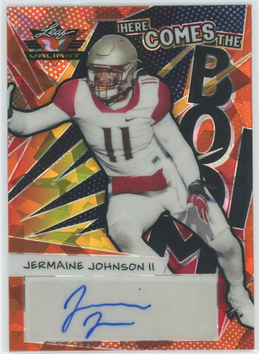 2022 Leaf Valiant Football Jermaine Johnson II Orange Cracked Ice Auto #1/20 #HB-JJ1