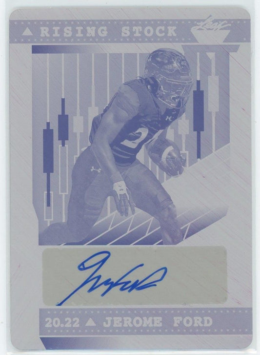 2022 Leaf Valiant Football Jerome Ford Rising Stock Magenta Plate Auto #1/1 #RS-JF1