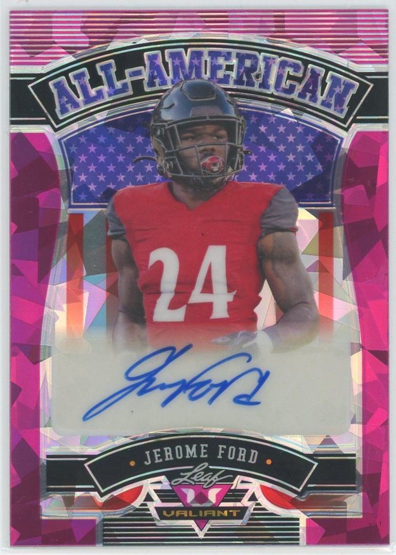 2022 Leaf Valiant Football Jerome Ford Pink Cracked Ice Auto #5/5 #AA-JF2