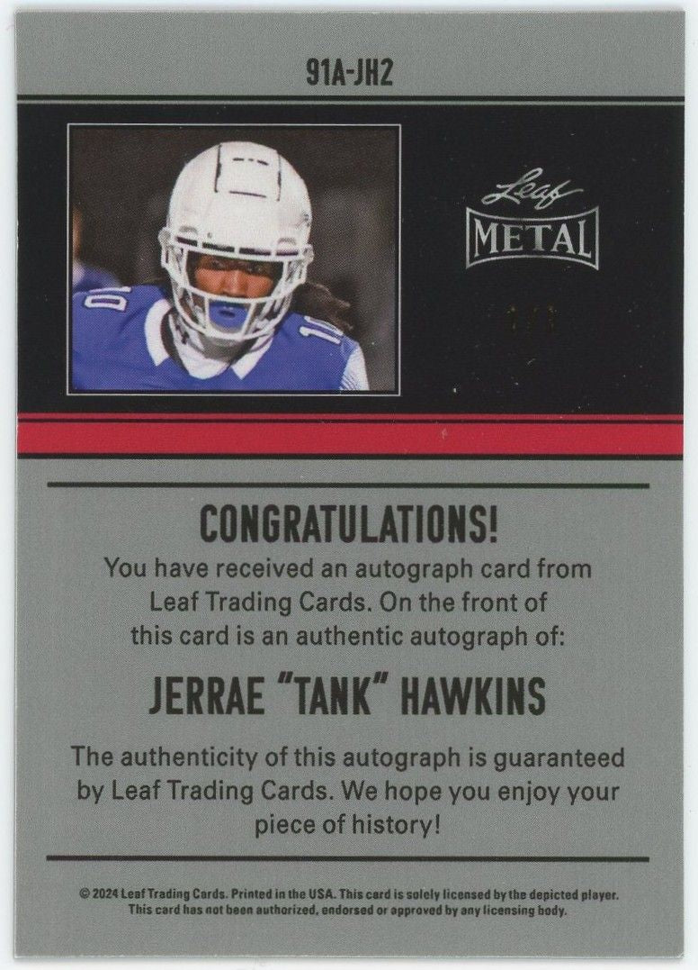 2024 Leaf Metal Jerrae "Tank" Hawkins Gold Mojo Auto #1/1 #91A-JH2