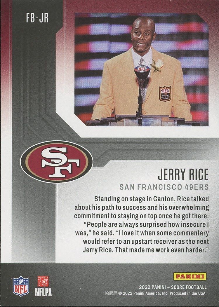 2022 Score Jerry Rice First Ballot Hall of Fame #FB-JR