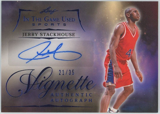 2025 Leaf In the Game Used Jerry Stackhouse Vignette Blue Auto #21/35 #V-JS1
