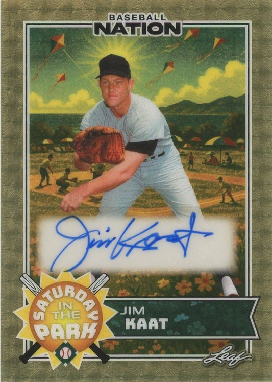 Jim Kaat 2025 Leaf Baseball Nation Gold Vinyl Auto #1/1 #SA-JK1