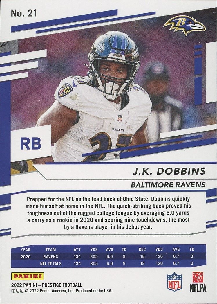 2022 Panini Prestige JK Dobbins Xtra Points Stars #21