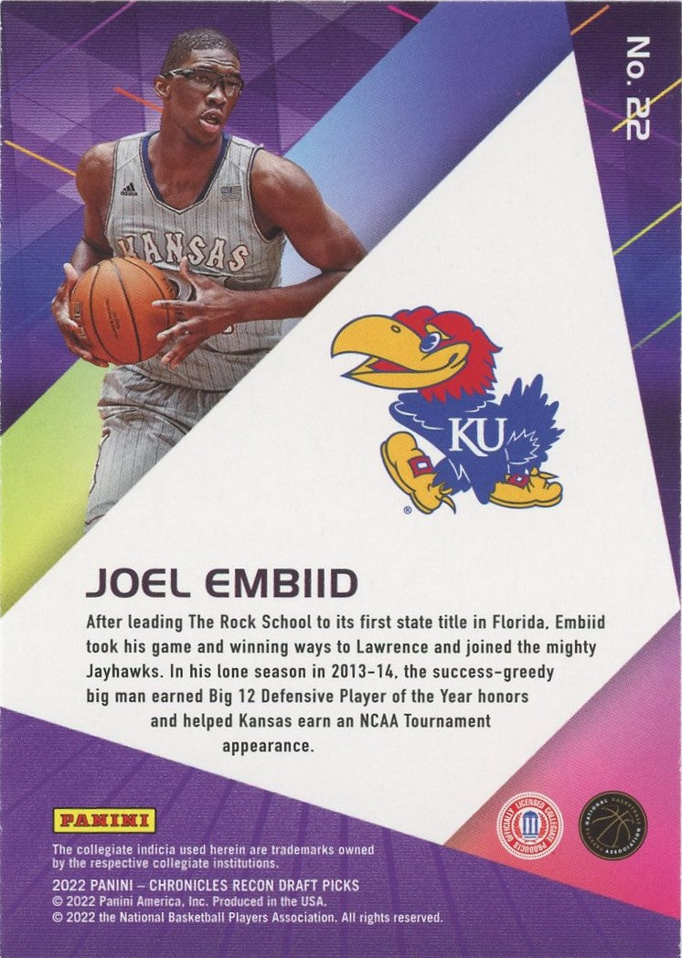 2022-23 Panini Chronicles Joel Embiid Draft Picks Recon #22