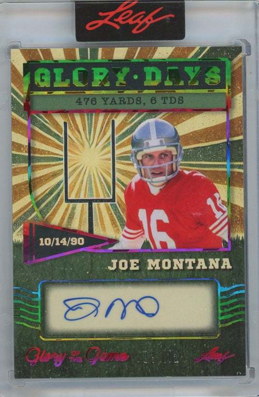 Joe Montana 2025 Leaf Glory Days Glory Of The Game Auto #1/12 #GD-JM1
