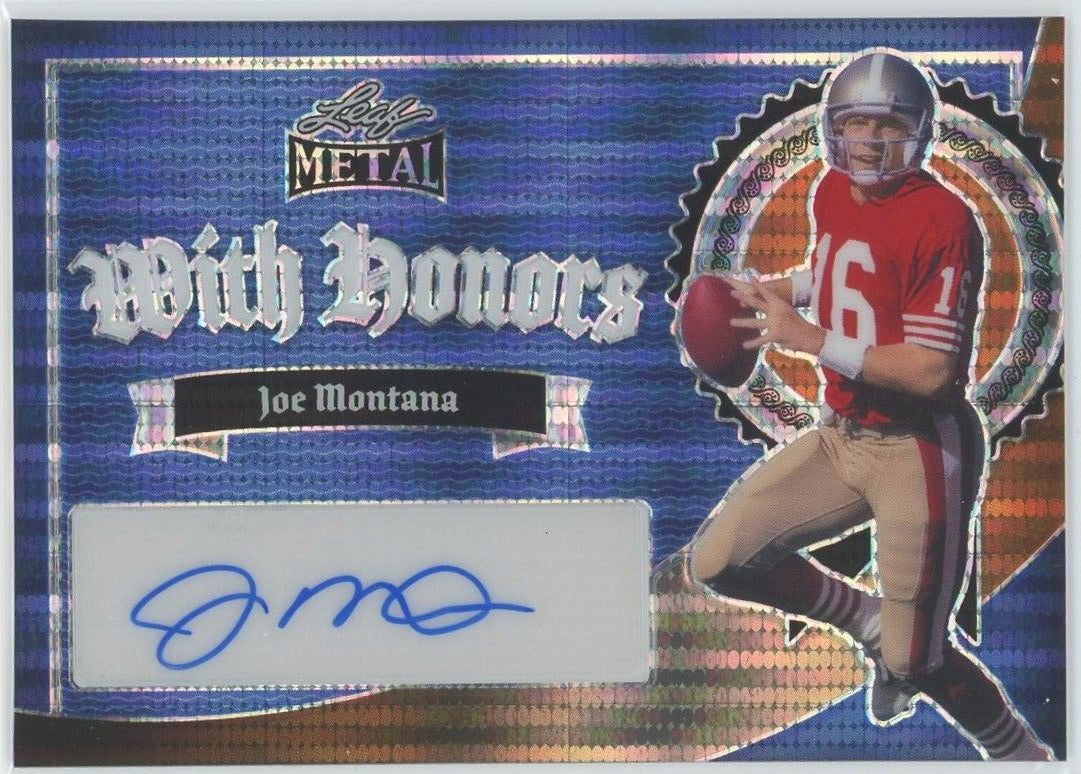 2024 Leaf Metal Football Joe Montana With Honors Auto Blue Shimmer #2/4 #WH-JM1