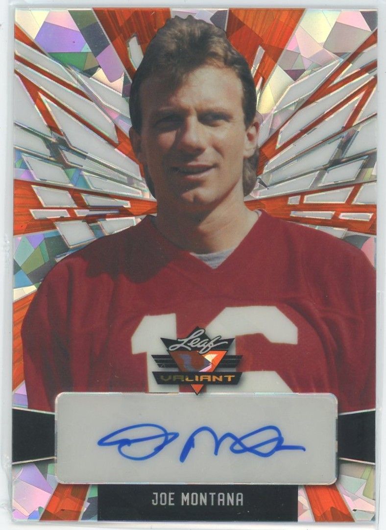 2022 Leaf Valiant Football Joe Montana Orange Cracked Ice Auto #18/20 #PA-JM2