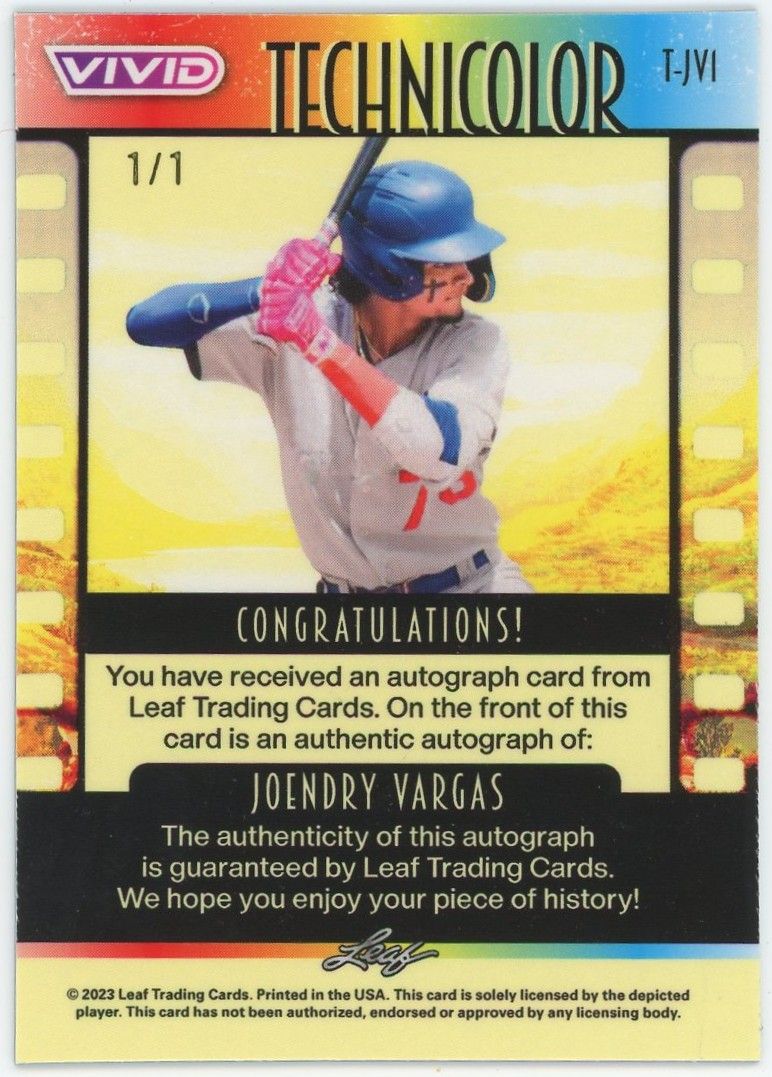 2023 Leaf Vivid Joendry Vargas Technicolor Blue Auto #1/1 #T-JV1