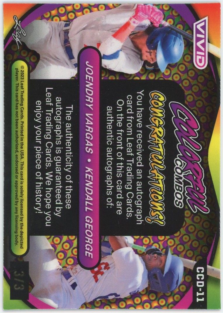 2023 Leaf Vivid Joendry Vargas/Kendall George Colorful Combos Auto #3/3 #CCD-11