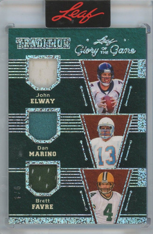 Dan Marino John Elway Favre 2025 Leaf Glory Of The Game Game Used Relic #1/6