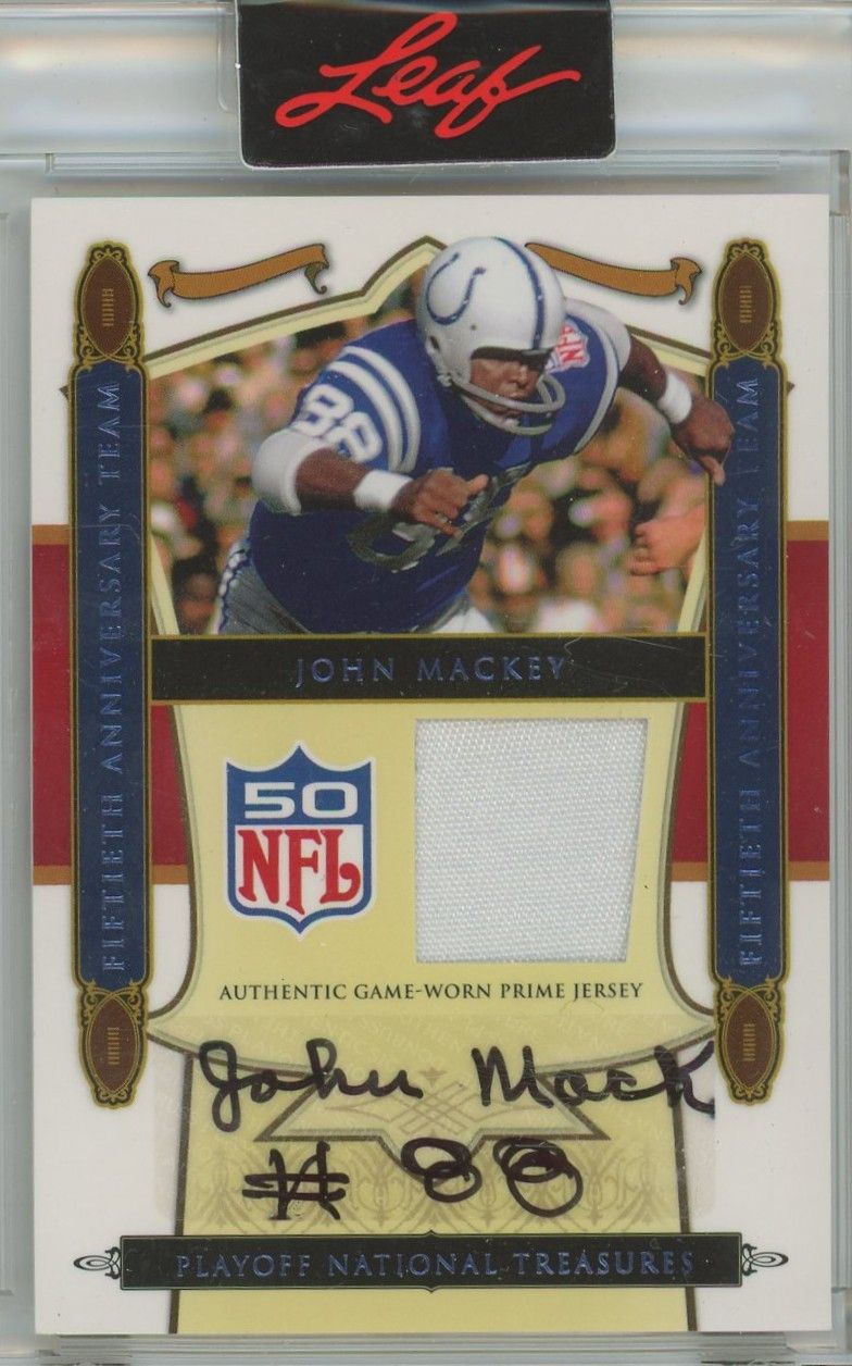 John Mackey 2008 National Treasures 50th Anniversary Game Used Auto #8/10