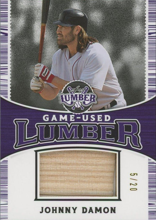 2024 Leaf Johnny Damon Lumber Game Used Lumber Bat Purple #/20 #GUL-49